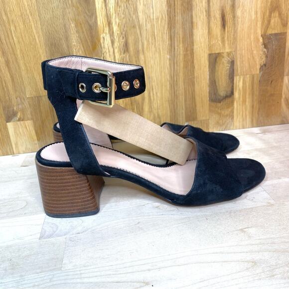 J Crew Penny Buckled Ankle Strap Sandals in Black Suede - Picture 5 of 11
